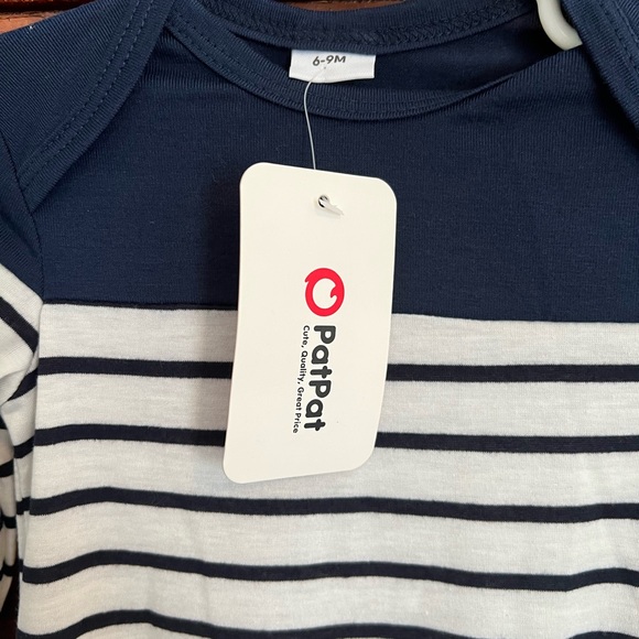 PatPat | Navy Blue and White Jumper with Vintage Brown Elbow Pads NWT - Picture 3 of 5